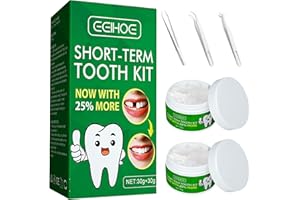 JREHOOR 60g Tooth Repair Kit - Temporary Fake Teeth Replacement Beads Kit with 3 Pieces Dental Tweezers Tools for Temporary Restoration of Missing & Broken Teeth Replacement Dentures