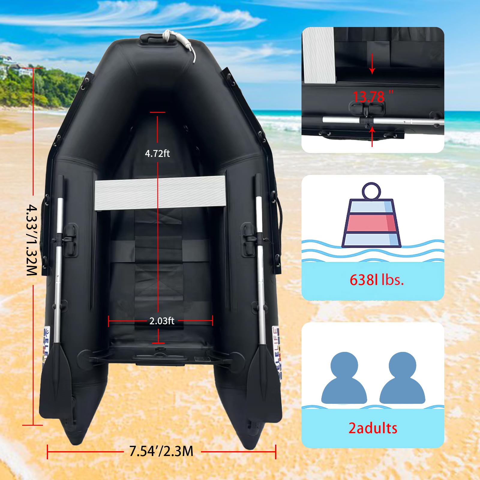 Mua 7.5Ft Inflatable Boat Inflatable Raft - Sport Rescue Diving Boat ...