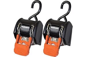 CargoBuckle G3 Retractable Ratchet Tie-Down System - Durable and Strong Straps with Dual Safety Lock System for Secure Cargo - 3,500 lbs Break Strength, 2-Pack Count