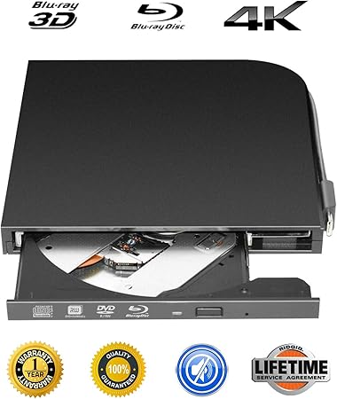 Amazon Com Unidad De Dvd Blu Ray Externa Portatil Usb 3 1 Tipo C Usb C 4k Blu Ray Cd Burner Usb 2 0 Externo 3d Blu Ray Player Rom Para Pc Ordenador Netbook Desktop Black Computers Accessories