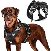 rabbitgoo Tactical Dog Harness for Large Dogs, No Pull Military Service Vest with Handle & Molle, Easy Control for Training Walking, Adjustable Reflective Straps, Black, L