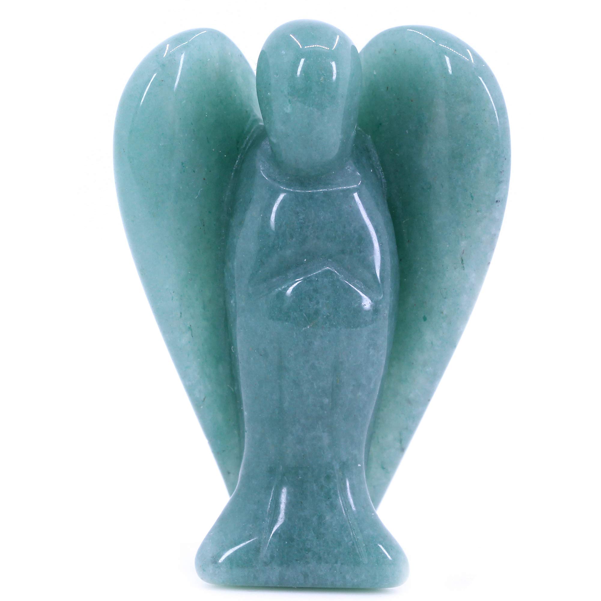 CHENYUE Natural Green Aventurine Gemstone Peace Angel Pocket Guardian Healing Statue 2 Inch