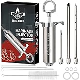 Grill Bump Meat Injector Syringe Kit with 3 Professional Marinade Injector Needles for BBQ Grill Smoker, Turkey and Brisket; 2-oz Large Capacity, Including Paper User Manual, Recipe E-Book (PDF)