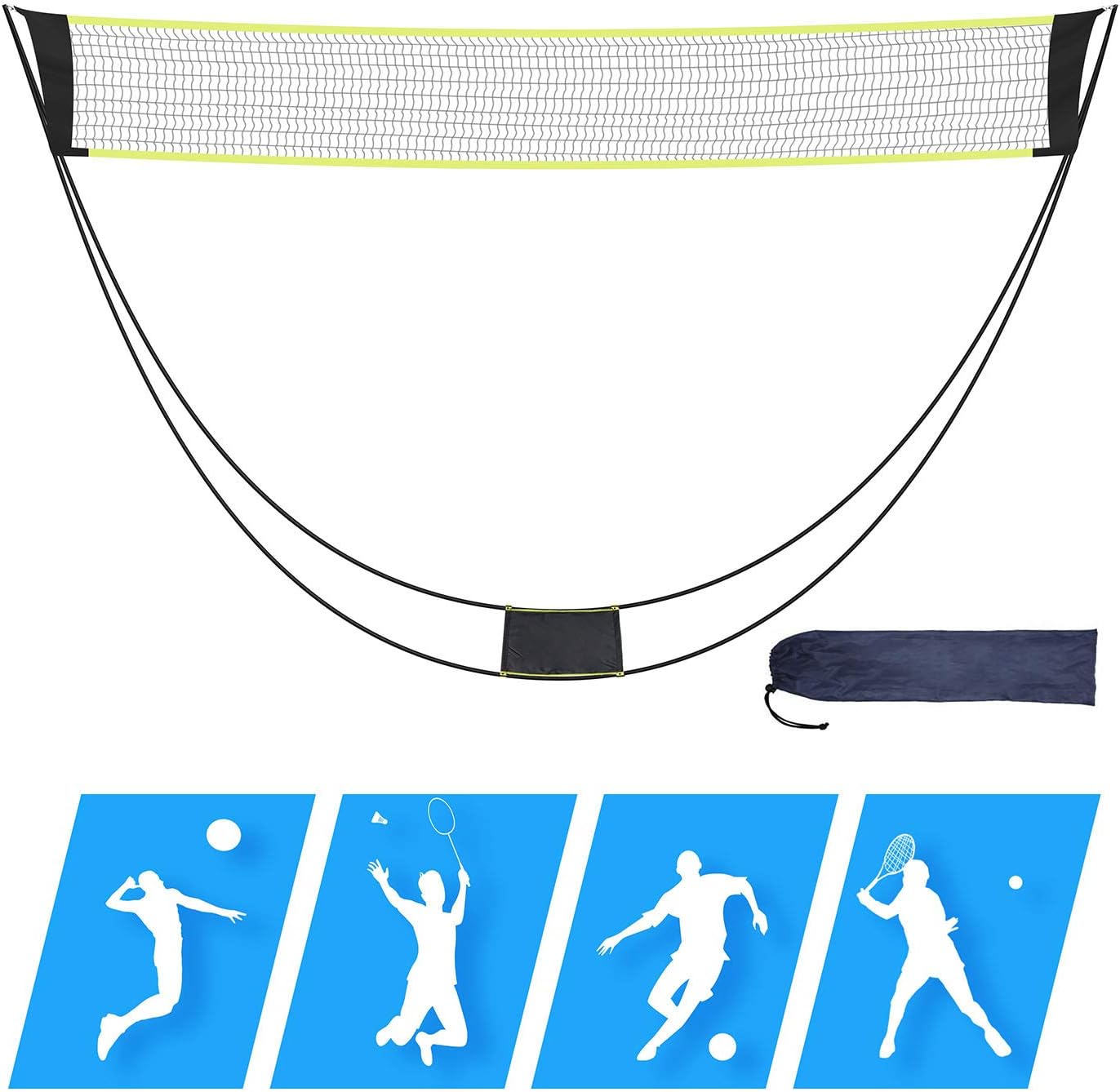 Portable Badminton Net with Stand Carry Bag, Foldable Volleyball Tennis Badminton Net Rack – Easy Setup for for Outdoor/Indoor Court, Backyard, No Tools or Stakes Required : Sports & Outdoors