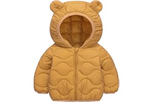 bebeone Toddler Winter Coats Puffer Padded Jacket Baby Boys Girls Bear Hoods Down Jacket Light Weight Infant Outerwear