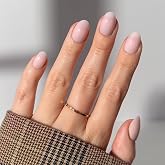 Glamnetic Press On Nails - Short Oval, Glossy Fake Nails 30 Pc Full Kit | Milky blush press on nails. Designer luxury glue-on set in 15 sizes. chip-resistant, up to 2 weeks wear