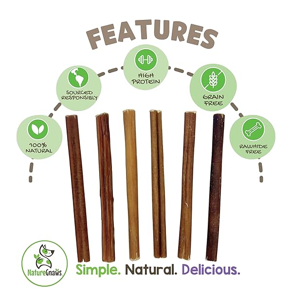 NATURE GNAWS SMALL BULLY STICKS FOR DOGS 5-6″ (15 COUNT) – LONG LASTING FOR LIGHT CHEWERS AND PUPPIES – NATURAL THIN BEEF DOG CHEW BONES – RAWHIDE FREE