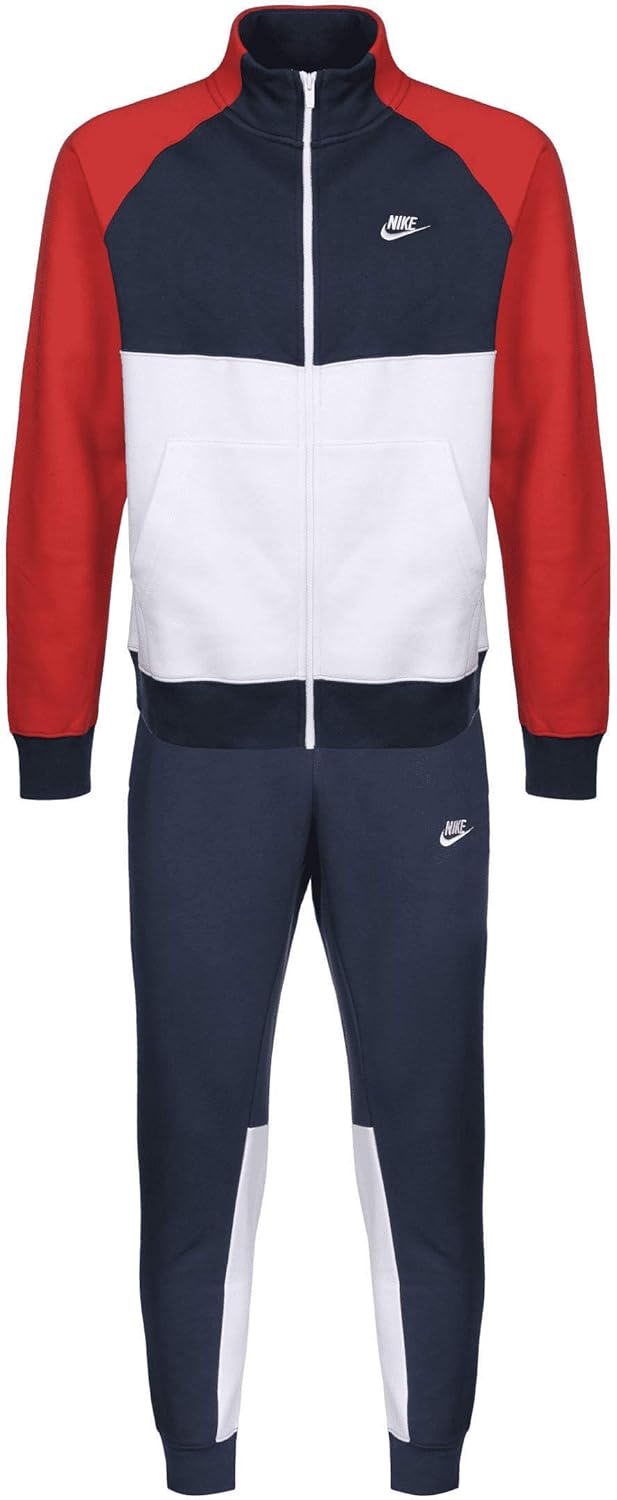 Nike Track Fleece Tracksuit - Chándal azul marino, blanco L: Amazon.es: Ropa y accesorios