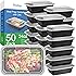 Dealusy 50 Pack (100-Piece) 24 oz Meal Prep Containers Reusable with Lids, Sturdy Leakproof & Food Safe, Microwave, Freezer,