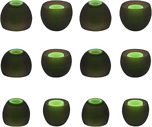 ALXCD Ear Tip for Photive PH-BTE70 Earphone, SML 3 Sizes 6 Pair Silicone Replacement Earbud Tip, Fit for Photive PH-BTE70 Wireless Bluetooth Earbuds [6 Pair](Black/Green)