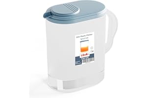 Tribello Pitcher with Lid 1 Gallon, Slim Clear Plastic Water Pitcher with Pivot-top Spout Lids, Iced Tea Pitcher for Fridge, Freezer/Dishwasher Safe, and BPA/Phthalate Free