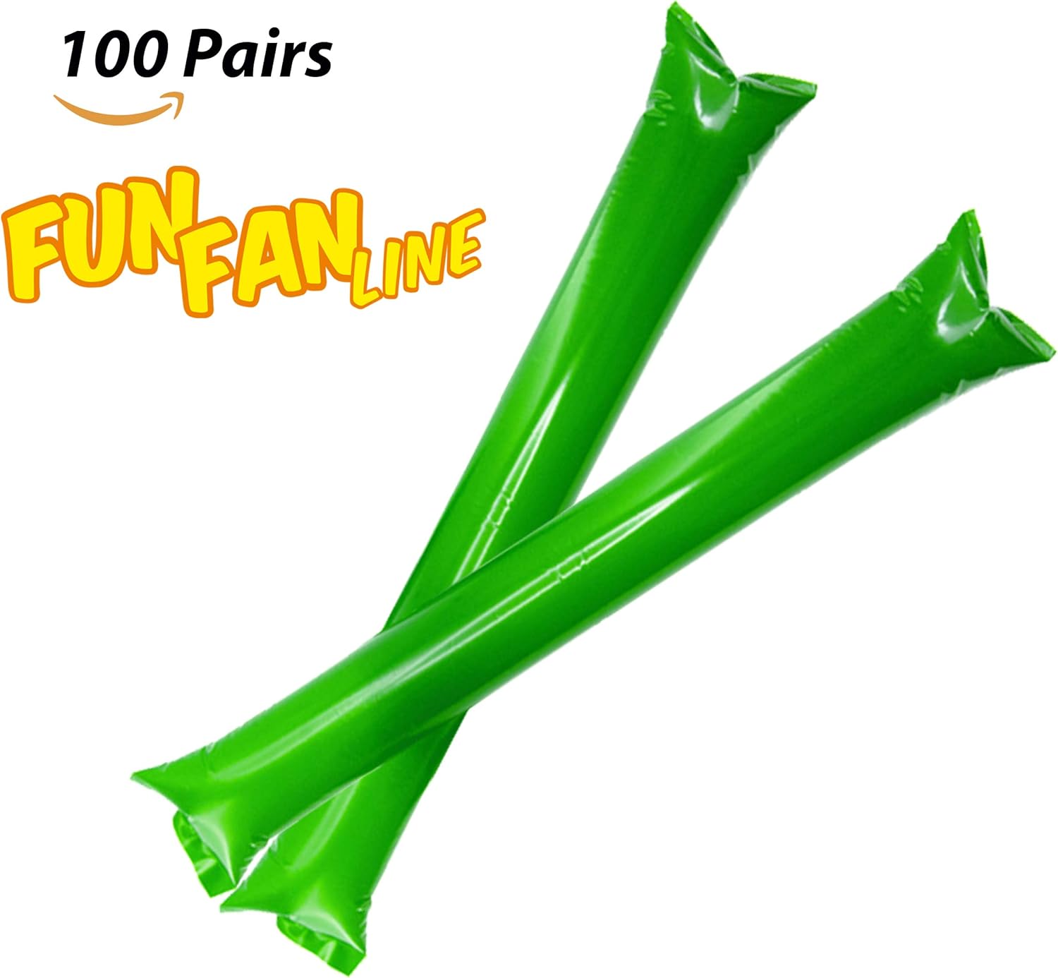 FUN FAN LINE - Pack 100 works of Reusable Inflatable Clapping Sticks, Green, Normal - Image 3