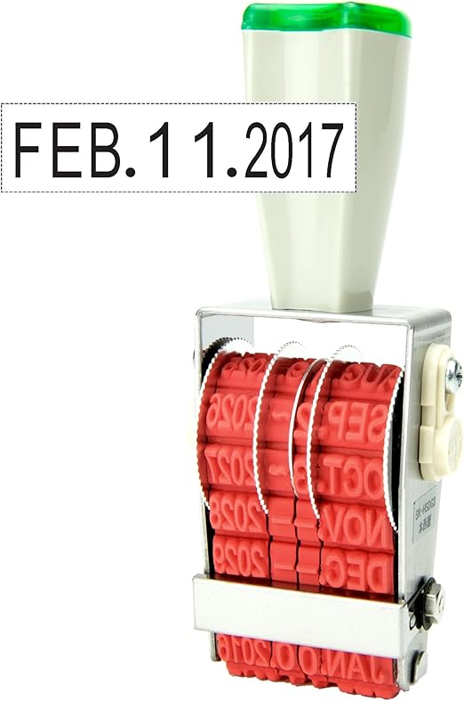Rubber Date Stamp, 4 bands and 14 rows Rotating Stamp