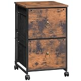 HOOBRO 2 Drawer Mobile File Cabinet, Rolling Printer Stand, Vertical Office Filing Cabinet for Home Office, A4/Letter Size, Nonwovens Drawer, Rustic Brown BF20WJ01