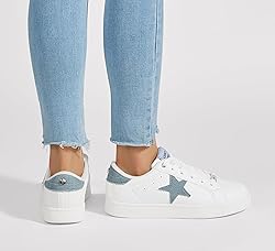 LUCKY STEP Women's Fashion Star Sneaker Lace Up Low