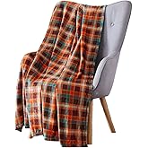 Winter Plaid Fleece Throw Blanket: Soft Plush Flannel Accent for Bed or Couch Orange, Teal Burgundy 50 x 70 inches