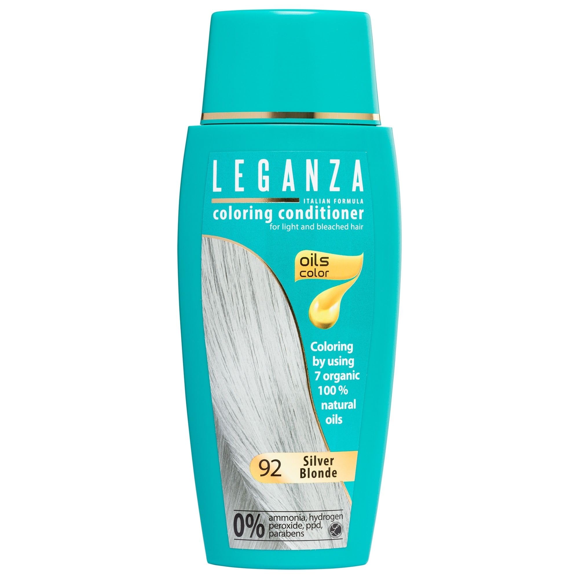 Leganza Hair Coloring Conditioner Natural Balm Color Silver Blonde Nº 92 | Enriched with 7 Natural Oils | Ammonia, PPD and Paraben Free | 150 ml