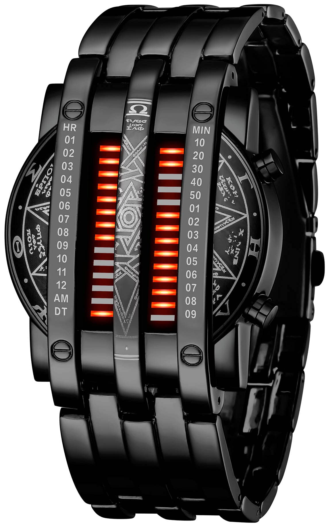 MASTOP Men's Lava Stainless Steel Lava RED LED Digital Bracelet Watch, Y Red, Digital