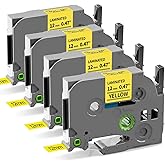 Colorty Replace for Brother P-Touch Label Tape Yellow TZe-631 TZ Tape 12mm 0.47 Laminated Black on Yellow Ribbon for Ptouch Label Maker Refills PT-D210 D200 H110 D400, 1/2 Inch x 26.2 feet, 4 Pack