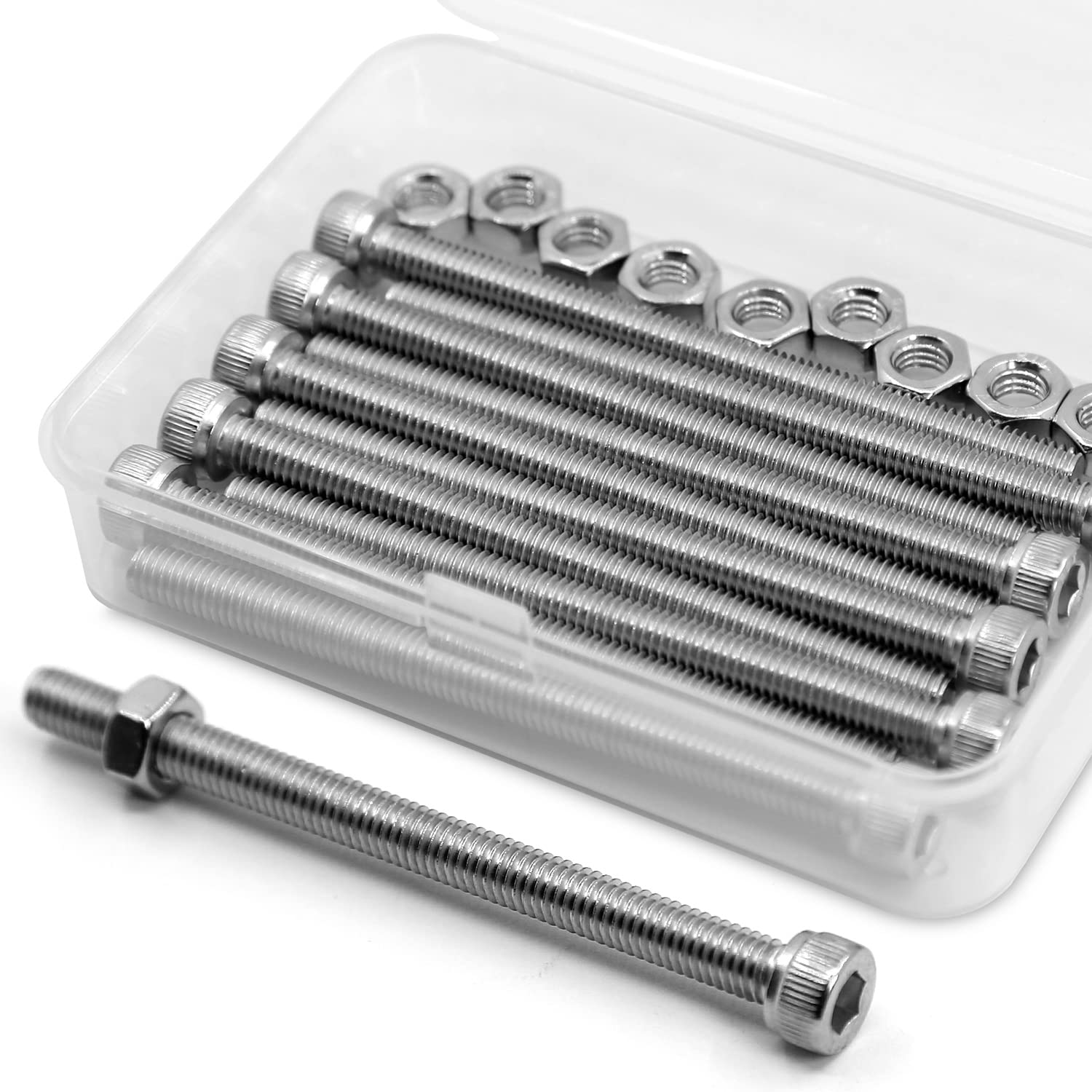 M6 x 90 mm, 10 pieces, 304 stainless steel hex screws, bolts and nuts set, machine screws