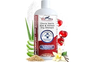 K9 PRO Dog Shampoo and Conditioner to Soothe, Moisturize, Cleanse, and Detangle - Amazing Cherry Vanilla Macaroon Scent with Aloe and Oatmeal All Natural Hypoallergenic Organic with No Parabens Or Sulfates