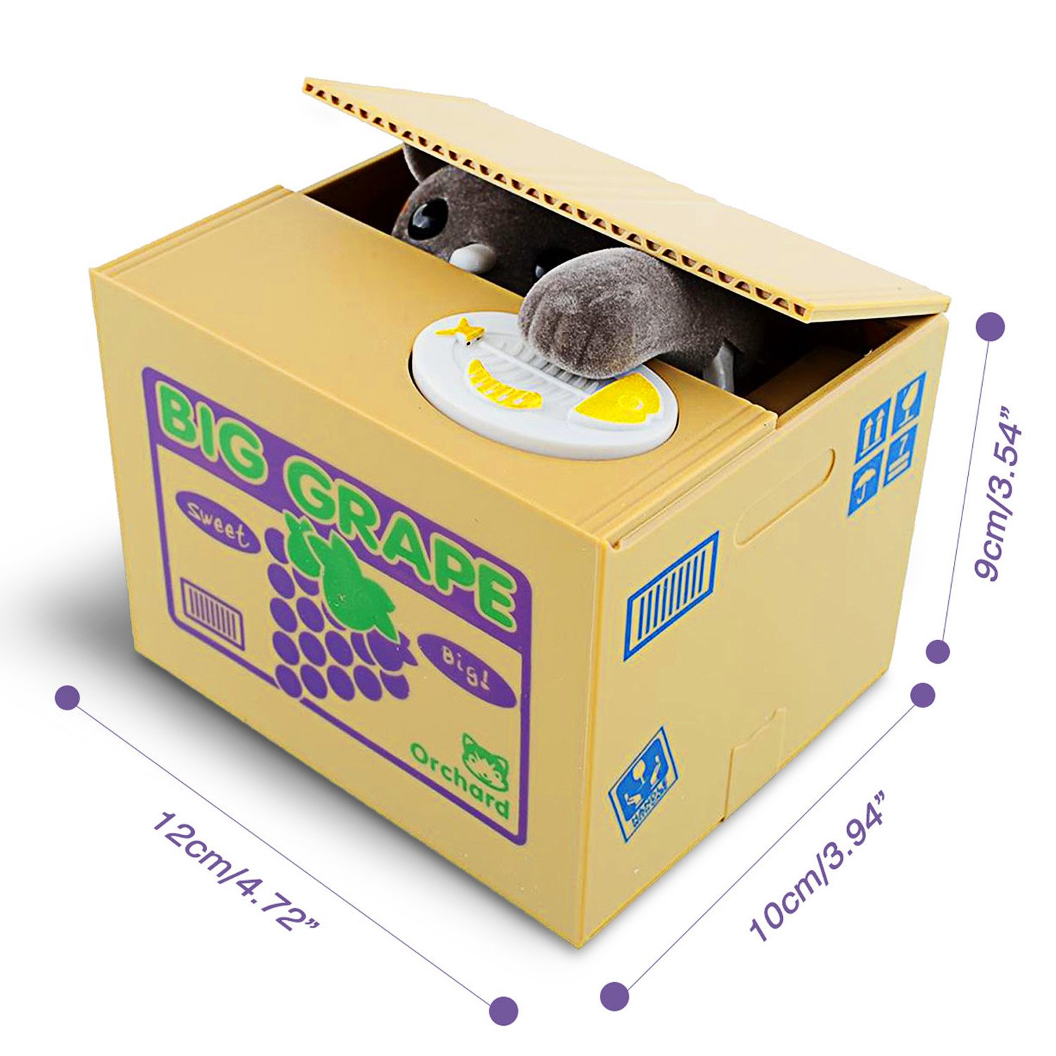 Peradix Money Coin Bank Automatic Stealing Coin Grey Kitten Cute Cat Kitty Coins Penny Cents Piggy Bank Saving Box Money Box Kids Toddlers Children Gift Present