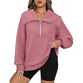 Bosmeer Womens Oversized Sweatshirts Zip Up Hoodie Loose Fit Pullover Sweaters Long Sleeve Tops