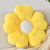 Flower Shaped Pillow, Cute Decorative Throw Pillows with Soft Artificial Rabbit Fur for Couch Bed Chair Floor, Christmas Pillow Seating Cushions with Room Décor for Bedroom (14.9 Inches, Yellow)
