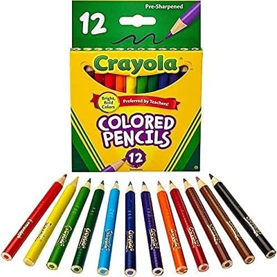 CRAYOLA Half Length Colouring Pencils Assorted 12 Pack - Tough Break Resistant
