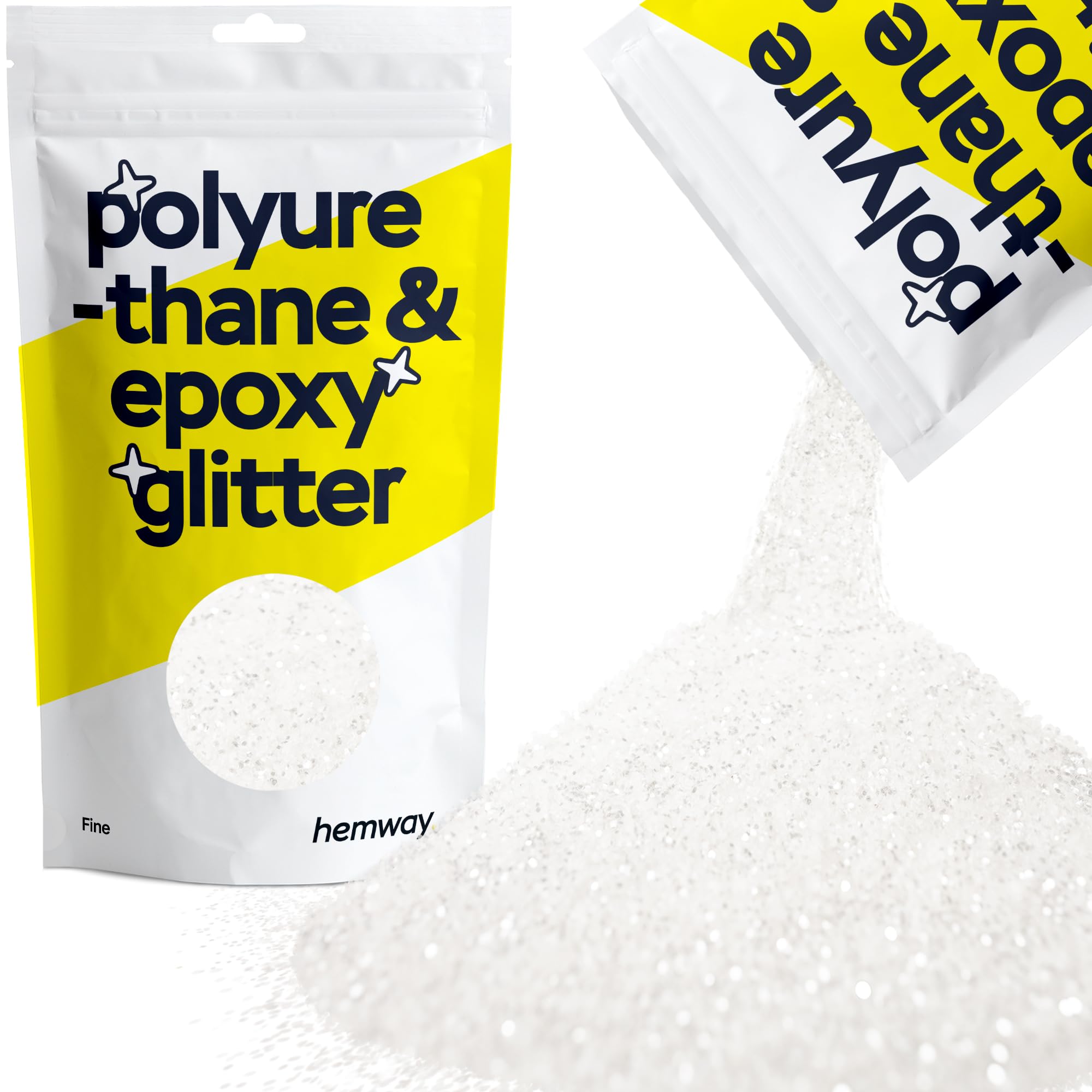 Hemway Resin Glitter White Iridescent 100g Fine | Polyurethane & Epoxy Glitter for Resin Crafts, Tumblers, Coasters, Floor & Table Art