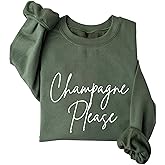YORAURT Champagne Please Fleece Sweatshirt for Women Champagne Graphic Shirts Casual Fall Tops Long Sleeve Pullover