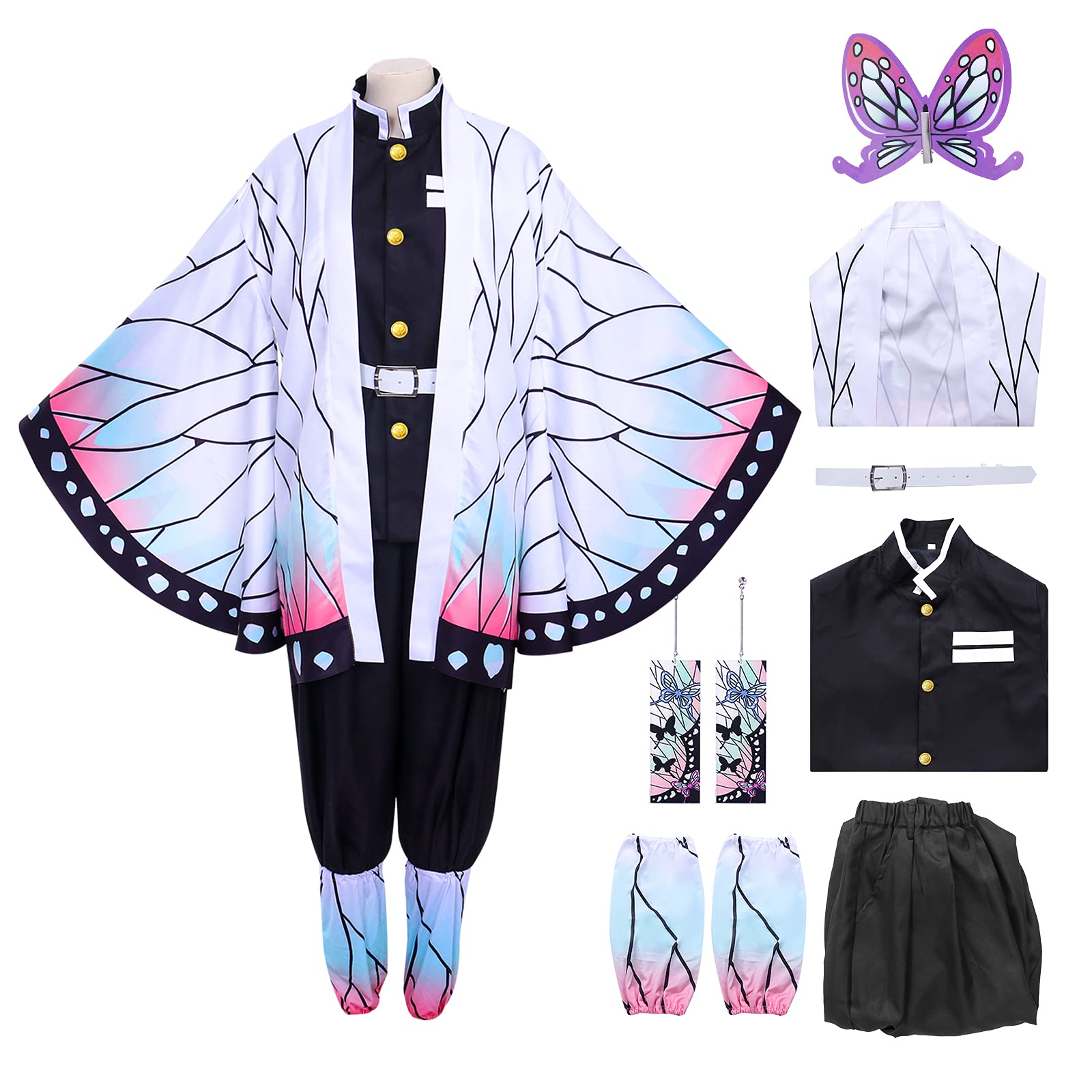 Formemory Demon Slayer Nezuko Tanjiro Cosplay Costume Outfit Set for Adults Kimetsu no Yaiba Nezuko Kimono Halloween Costumes (Tanjiro Cosplay, L)