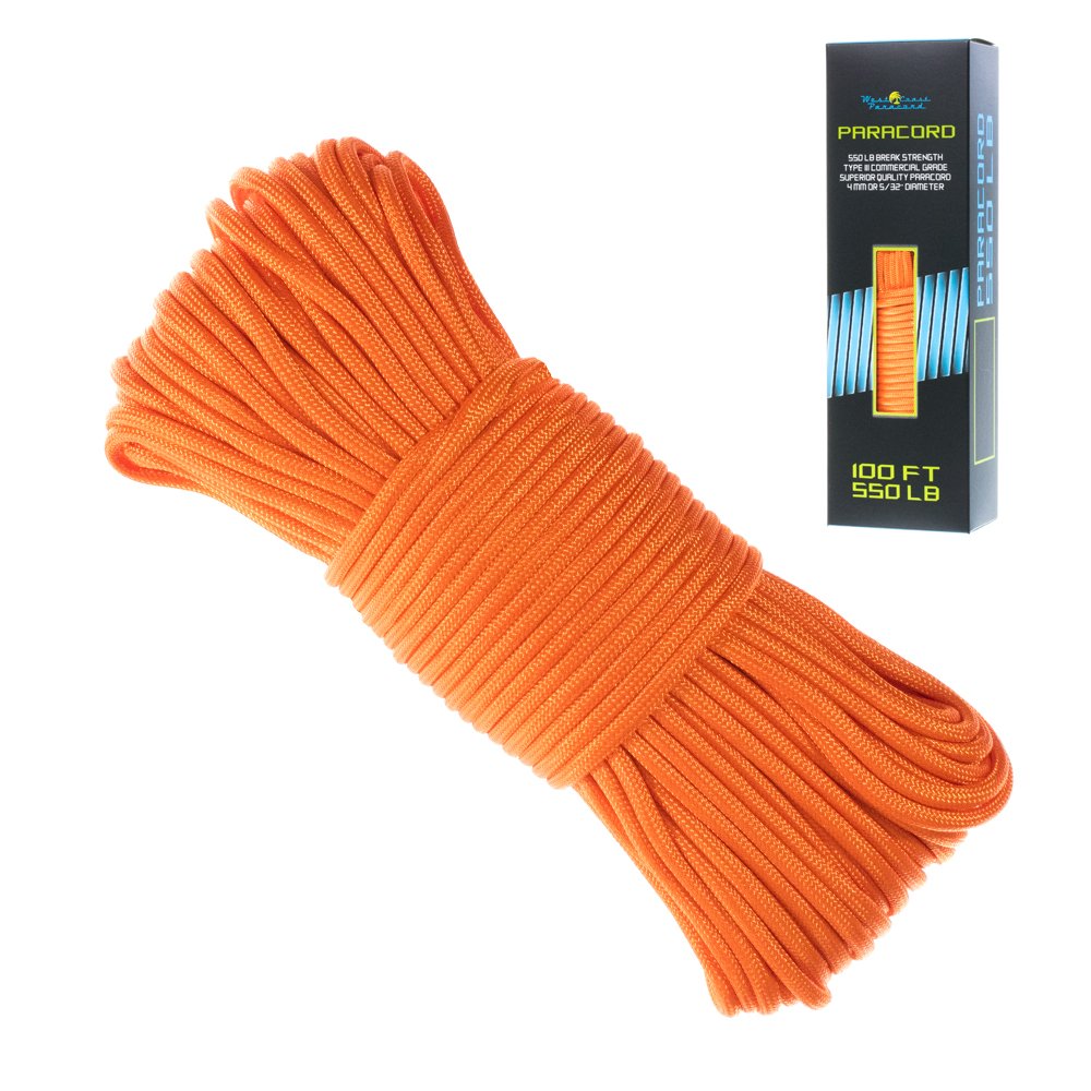 550 Paracord Bracelet Parachute Cord - 7 Strand Type III Paracord Rope (Neon Orange)