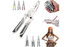 RANDJ 18 in 1 Foldable Wire Stripper, 2025 Upgraded Multifunctional Foldable Professional Wire Strippers, Multifunctional Wire Stripper Crimper Cable Cutter Pliers, Wire Strippers Tool (White)
