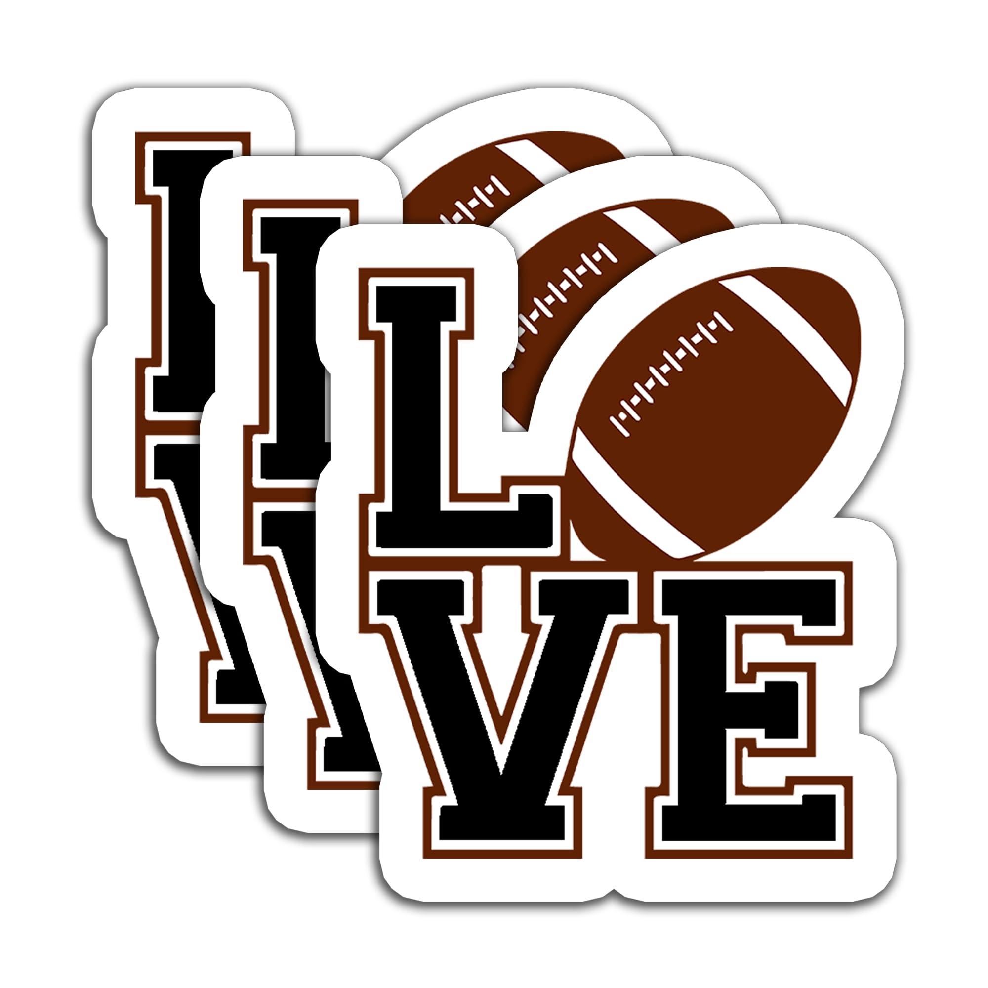 Photo 1 of (3PCS) Love Football Sticker Decals Football Accessories Football Love, Waterproof Vinyl Decal for Laptop Tumbler Scrapbook Water Bottle Phone Case, Gift for Dad Mom Girls Football Player, 3" x 2.6 "