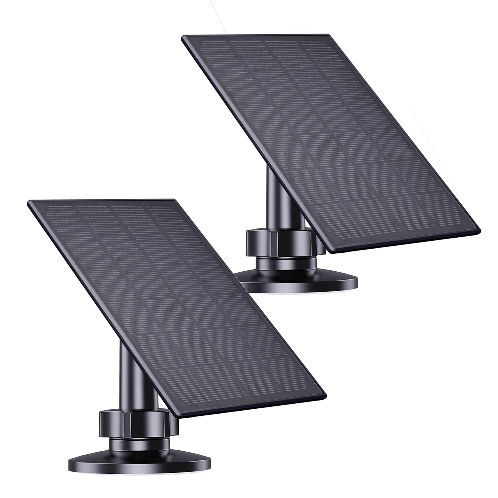Photo 1 of Zivif Solar Panel for Security Camera, 2W Solar Charger with Micro USB & USB-C Port for Rechargeable Battery Camera, with 360° Adjustable Security Mount, Black (2 Pack)