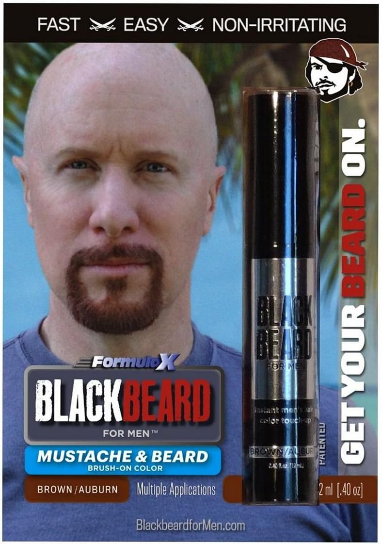 Blackbeard for Men - Instant Brush-On Beard & Mustache Color - 3-pack (Brown/Auburn)