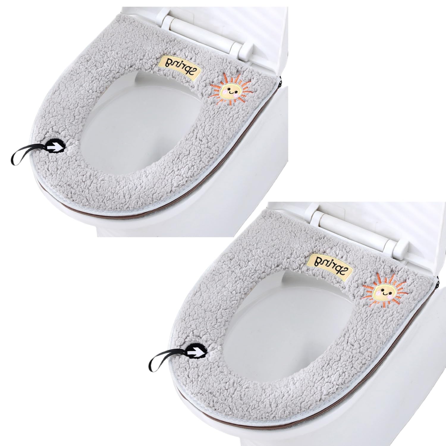 2Pcs Toilet Seats,Soft Home Toilet Seat Cushion with Hanging Loop Bathroom Soft and Warm Washable Toilet seat Cover Pads