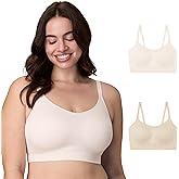 Playtex Womens Wireless Bra Pack, Plus-Size Bras Available, Moisture-Wicking, Full Coverage, Convertible, 4752, 2-Pack