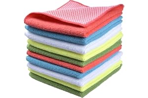 Sinland Microfiber Dish Cloth Washable Kitchen Cloths Cleaning Cloths with Poly Scour Side Wash Cloth for Cookware, Sinks, St