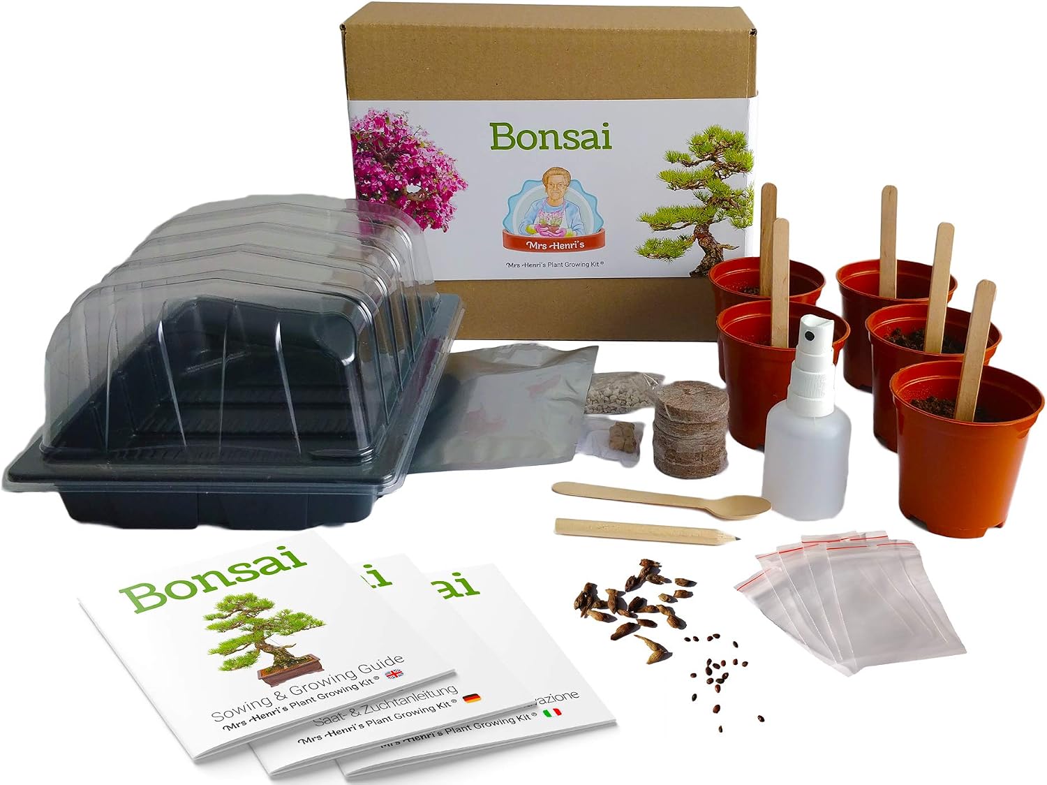 Bonsai - Mrs Henris Plant Growing Kit. Cultive 5 Bonsáis ...
