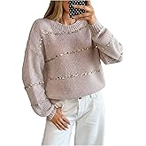 SHENHE Women's Glitter Sequin Sweater Long Sleeve Lightweight Loose Knit Fall Pullover Sweater