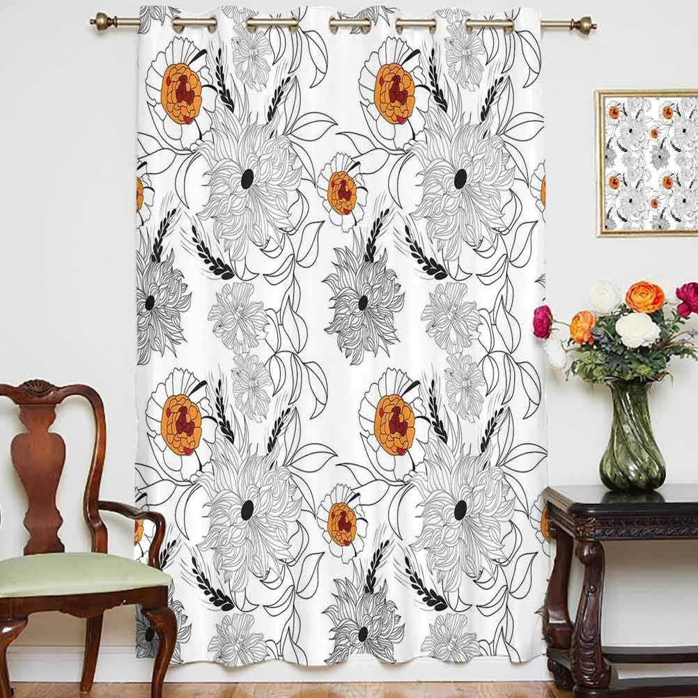 Floral Sliding Door Curtain Simplistic Flower Petals Nature