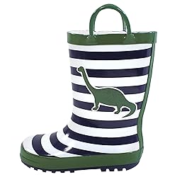Hudson Baby Kids Rain Boots, Dino Stripe, 8 US