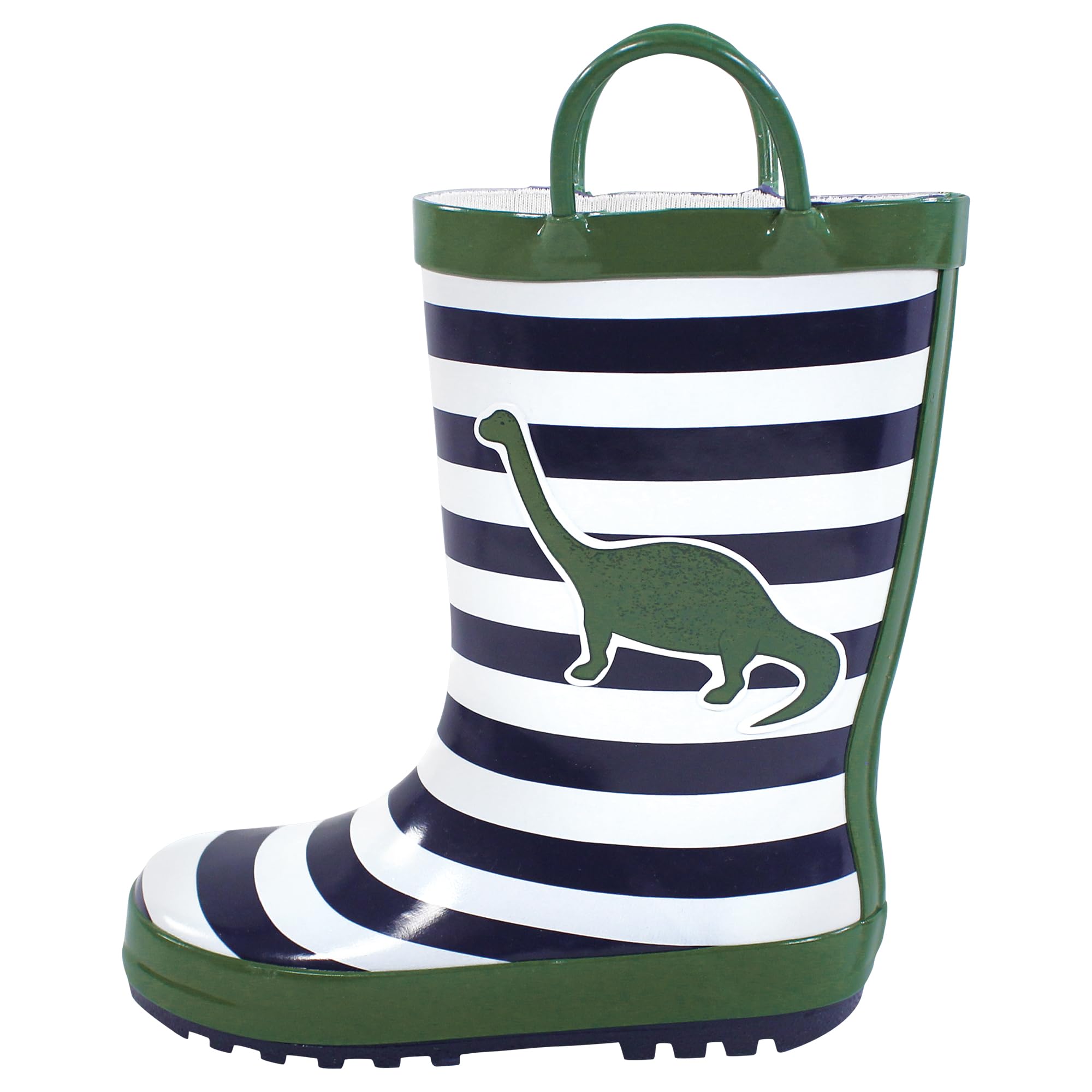 Hudson Baby Kids Rain Boots, Dino Stripe, 8 US