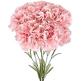 IPOPU Artificial Carnations Pink Fake Flowers 8pcs Silk Flowers with Stems 3.94" Large Carnation Flowers for Bridal Shower Decorations Floral Arrangements Home Decor (Light Pink)