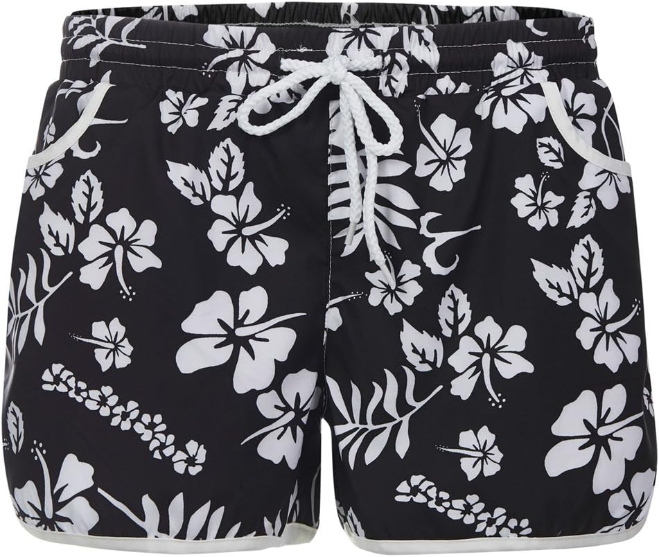 Womens Swimming Beach Shorts Floral Quick Dry Swim Trunks Board Shorts M Black