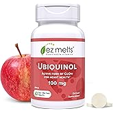 EZ Melts Ubiquinol 100 mg - CoQ10 Supplement for Heart Health & Energy Support - Antioxidant Protection - No Artificial Flavors - Non-GMO & Vegan - Apple - 60 Dissolvable Tablets (60 Servings)