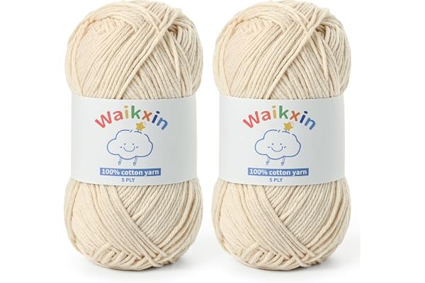 Cotton Yarn for Crocheting - 262.4yds / 3.52oz Baby Yarn for Crocheting Soft - 100% Milk Cotton Yarn 5 Ply Crochet Amigurumi Yarn for Crafts&Puzzle/Socks/Hats(2 Beige)