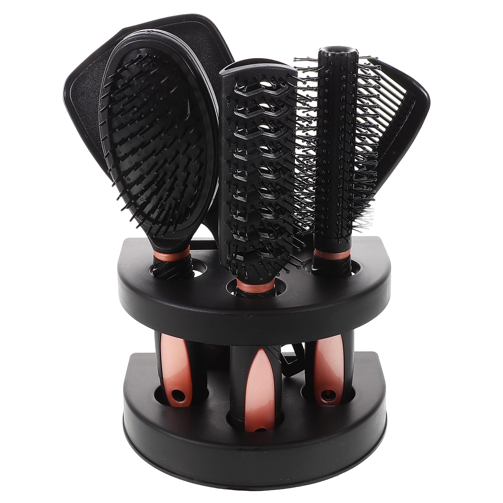 Minkissy Mirror Hair Comb Set 5pcs Pink Anti-Static Hair Brushes with Mirror and Holder Massage Combs Styling Tools for Barber Salon and Home Use Women Girls